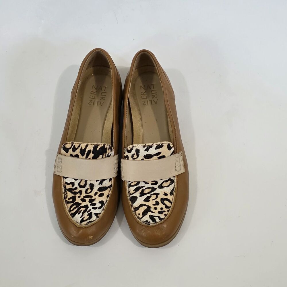 NATURALIZER Veronica Slip On Brown Leather W/Leopard Printsz 8M